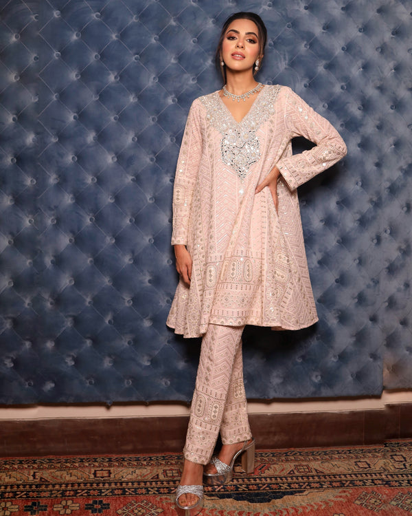 Sitara Kali Kurta (short) with Narrow Pants in Blush