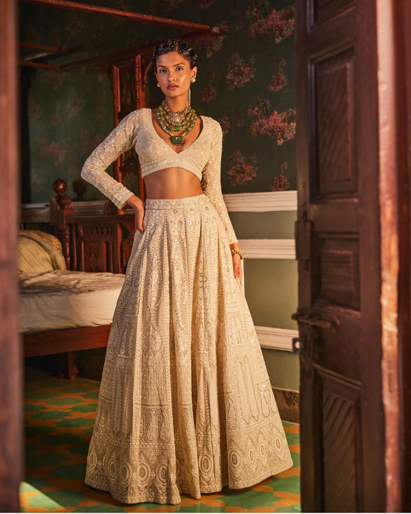 Mahal Lehenga in Champagne