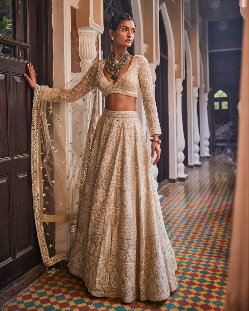 Mahal Lehenga in Champagne