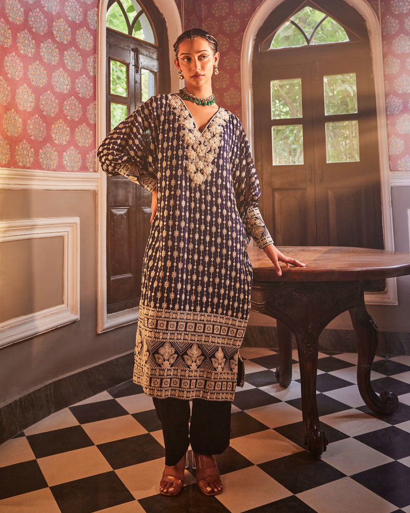 Myra Tunic With Mahal Yoke In Sapphire