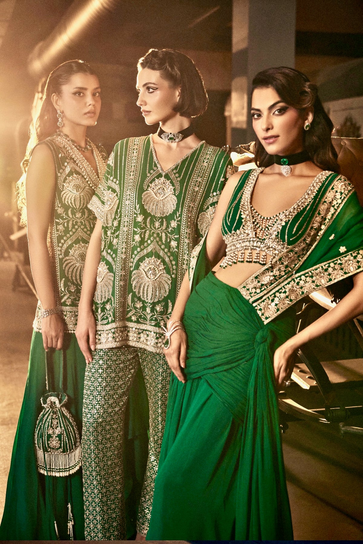 Perle Relaxed Fit Tunic and Pants in Emerald Zari