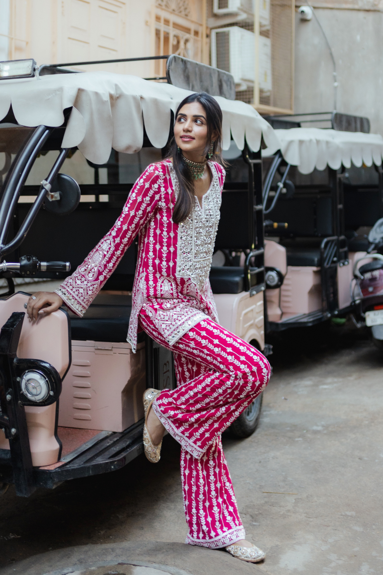 Kiara Slim Tunic Set in Ruby as seen on Aishwarya