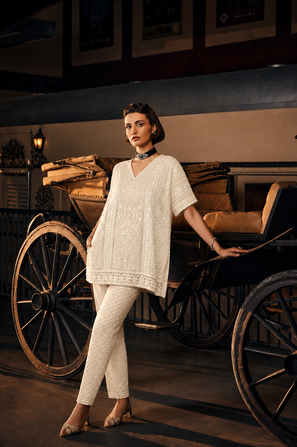 Perle Relaxed Fit Tunic and Pants in Emerald Zari