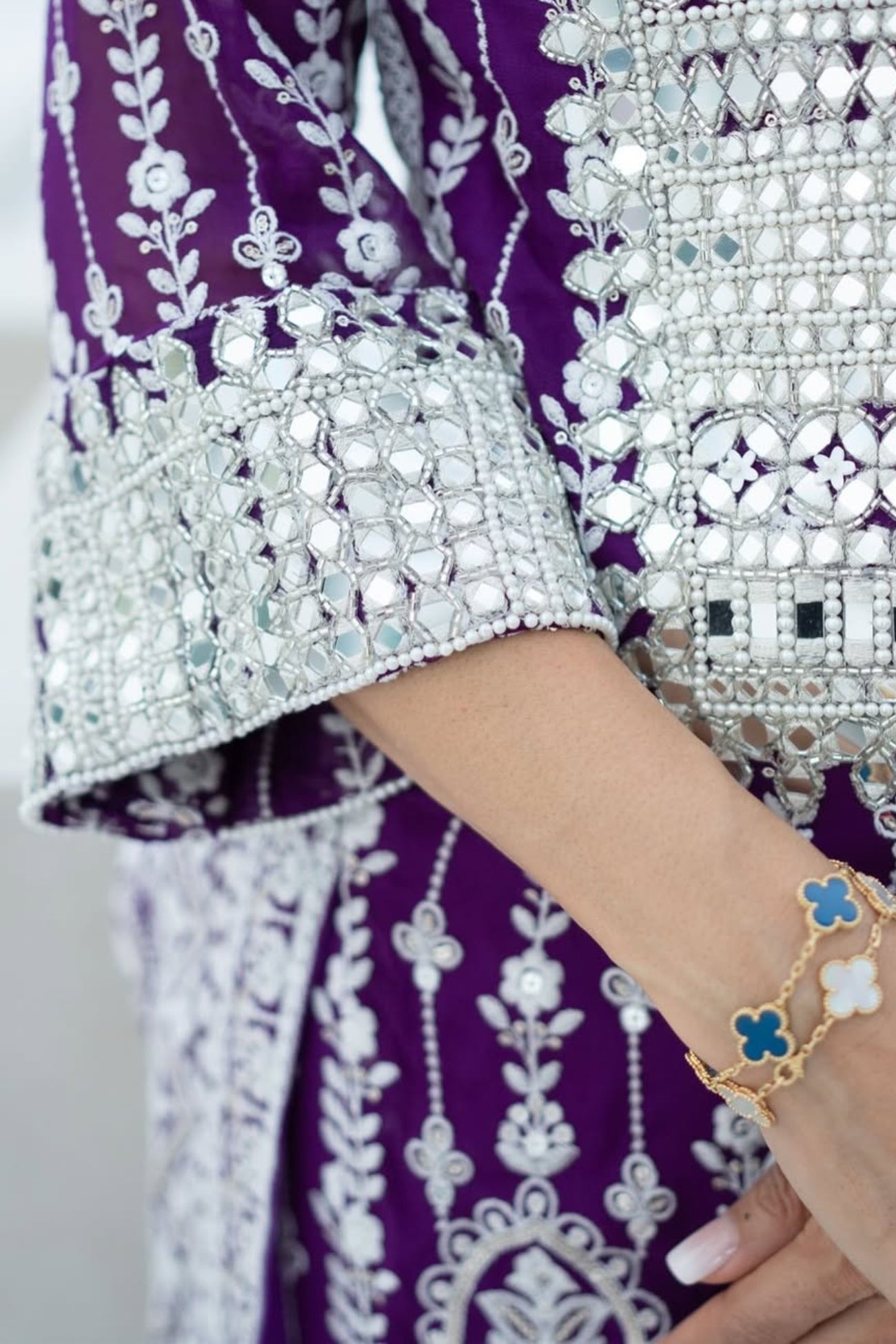 Sitara Short Kali Kurta Set in Purple as seen on Monica