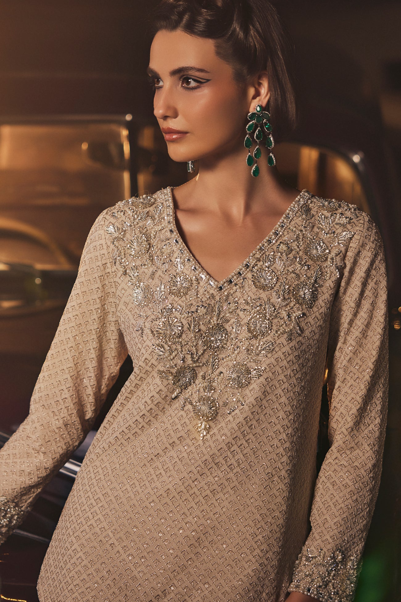 Perle Round Hem Tunic and Pants in Ivory Zari