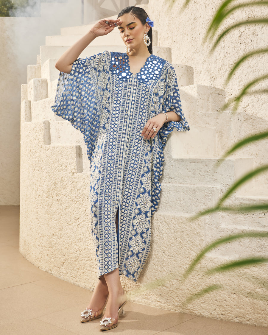 Zoe Kaftan Dress in Azure – The STORY Brand