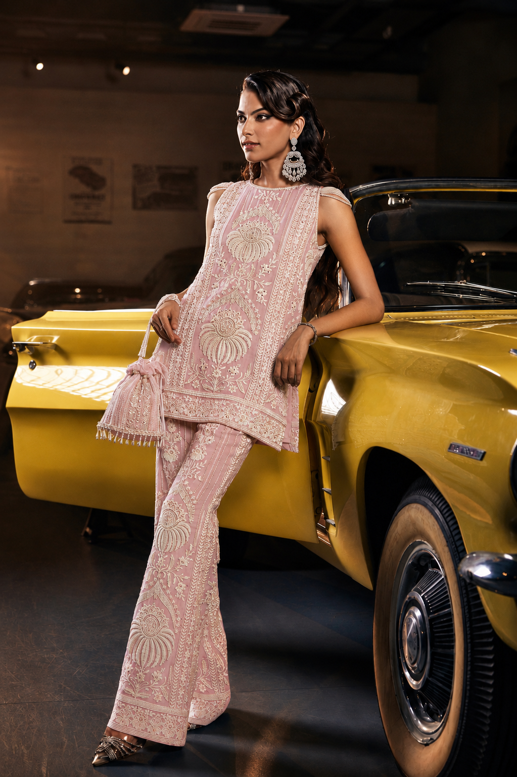 Perle In-Cut Tunic Set in Sky Blue Thread
