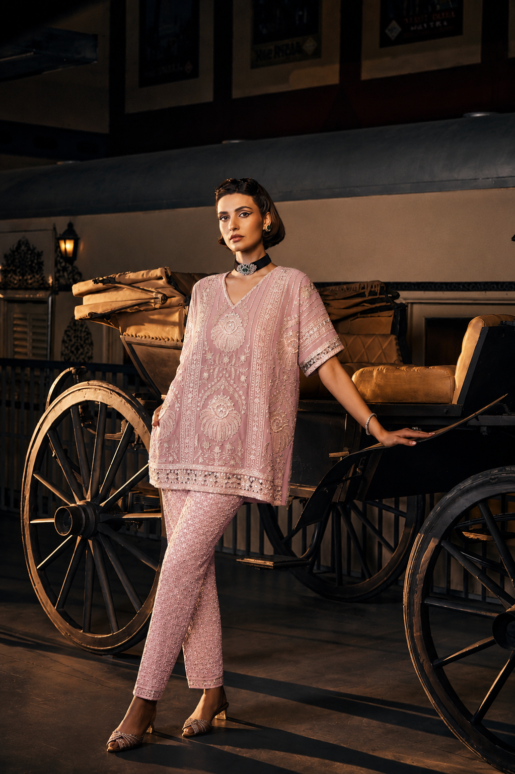 Perle Relaxed Fit Tunic and Pants in Emerald Zari