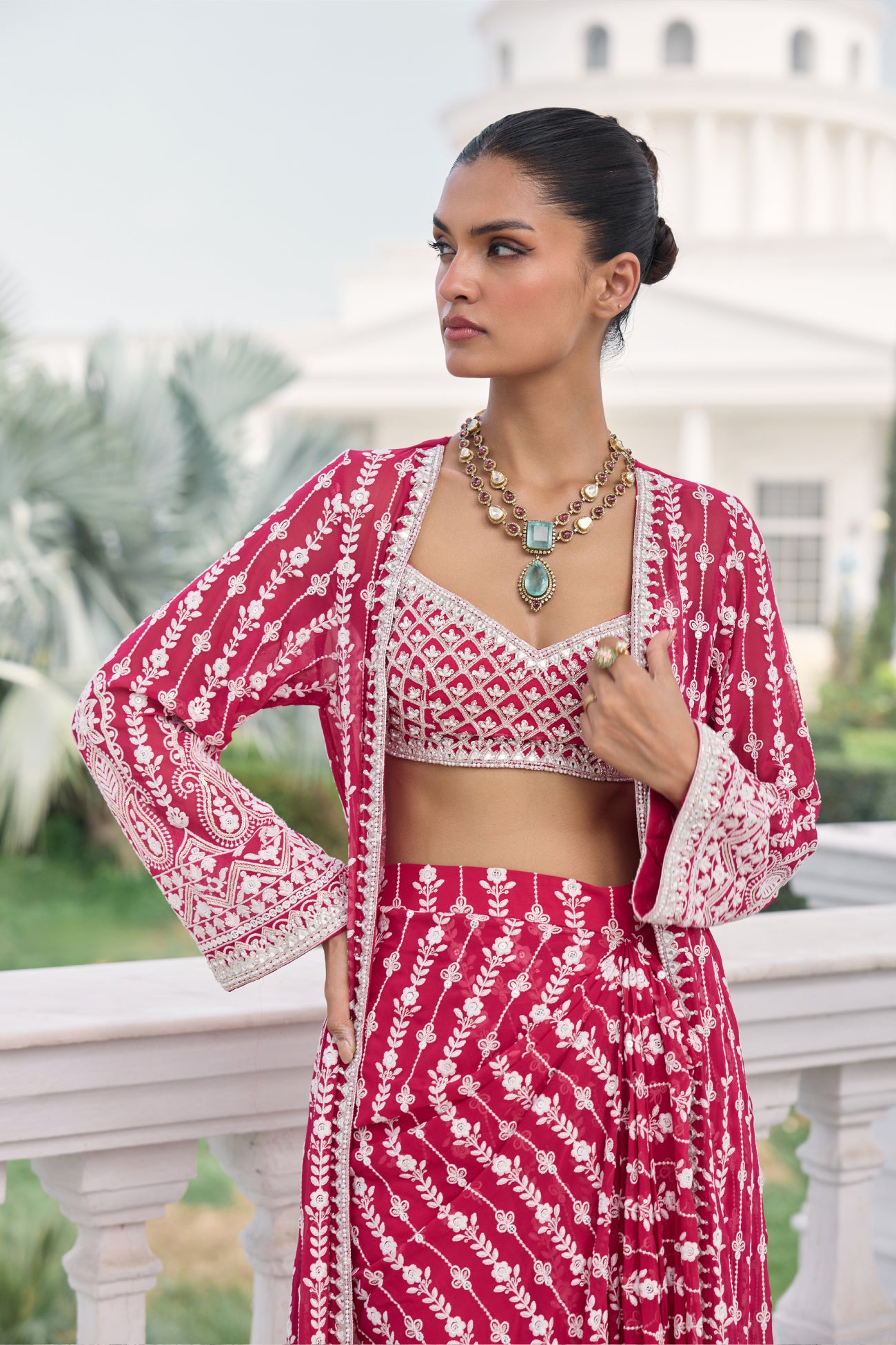 Anais Cape Set in Rani Pink