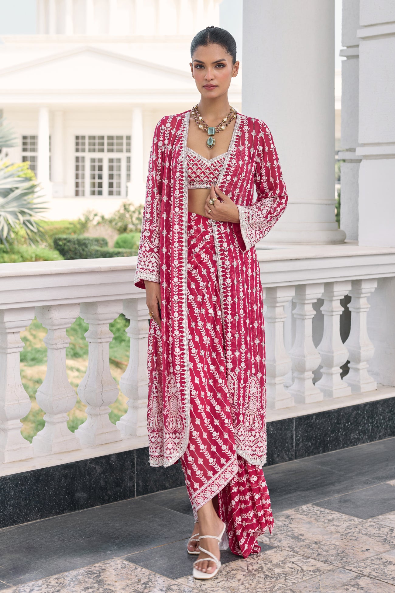 Anais Cape Set in Rani Pink