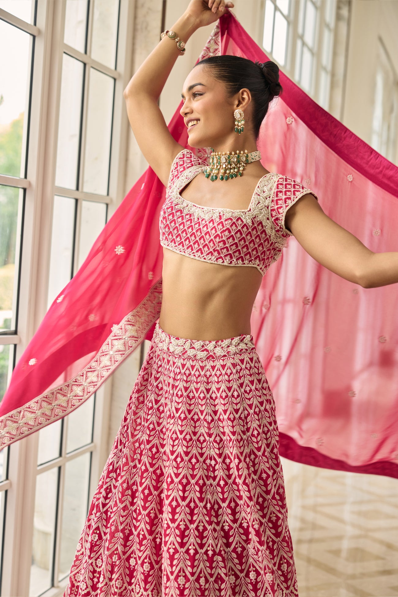 Ira Lehenga set in Rani Pink
