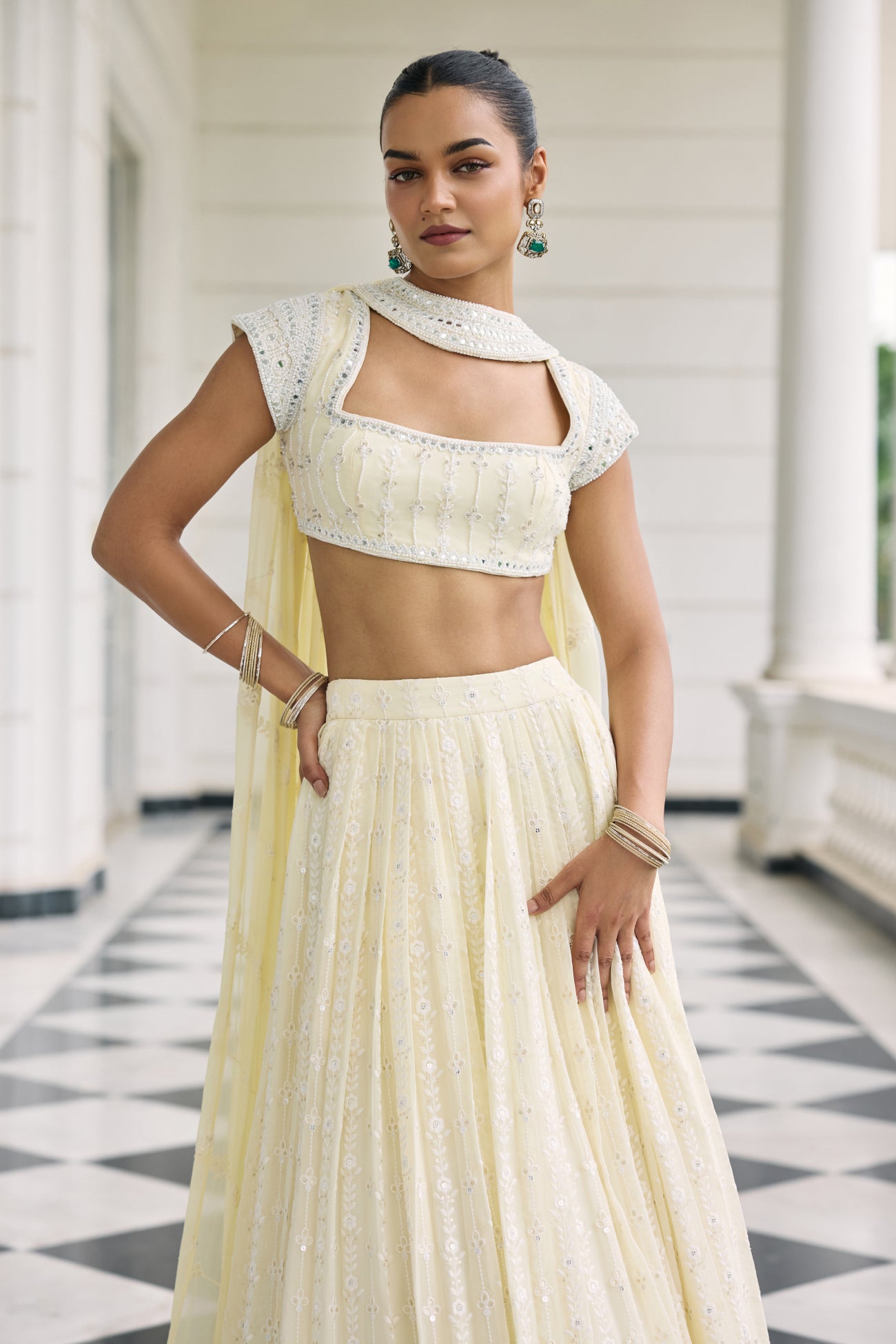 Ira Lehenga Set in Butter Yellow
