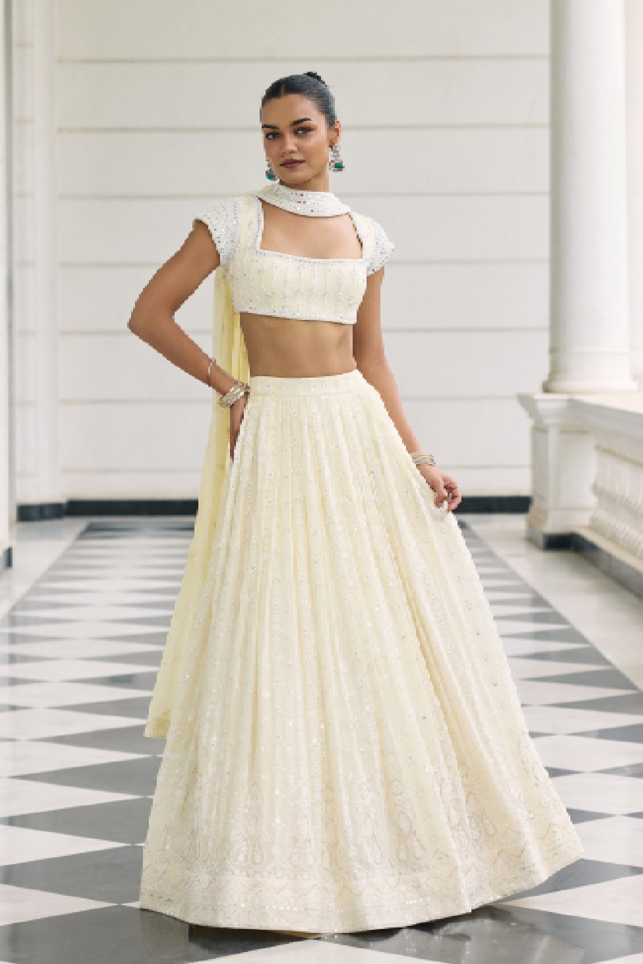 Ira Lehenga Set in Butter Yellow