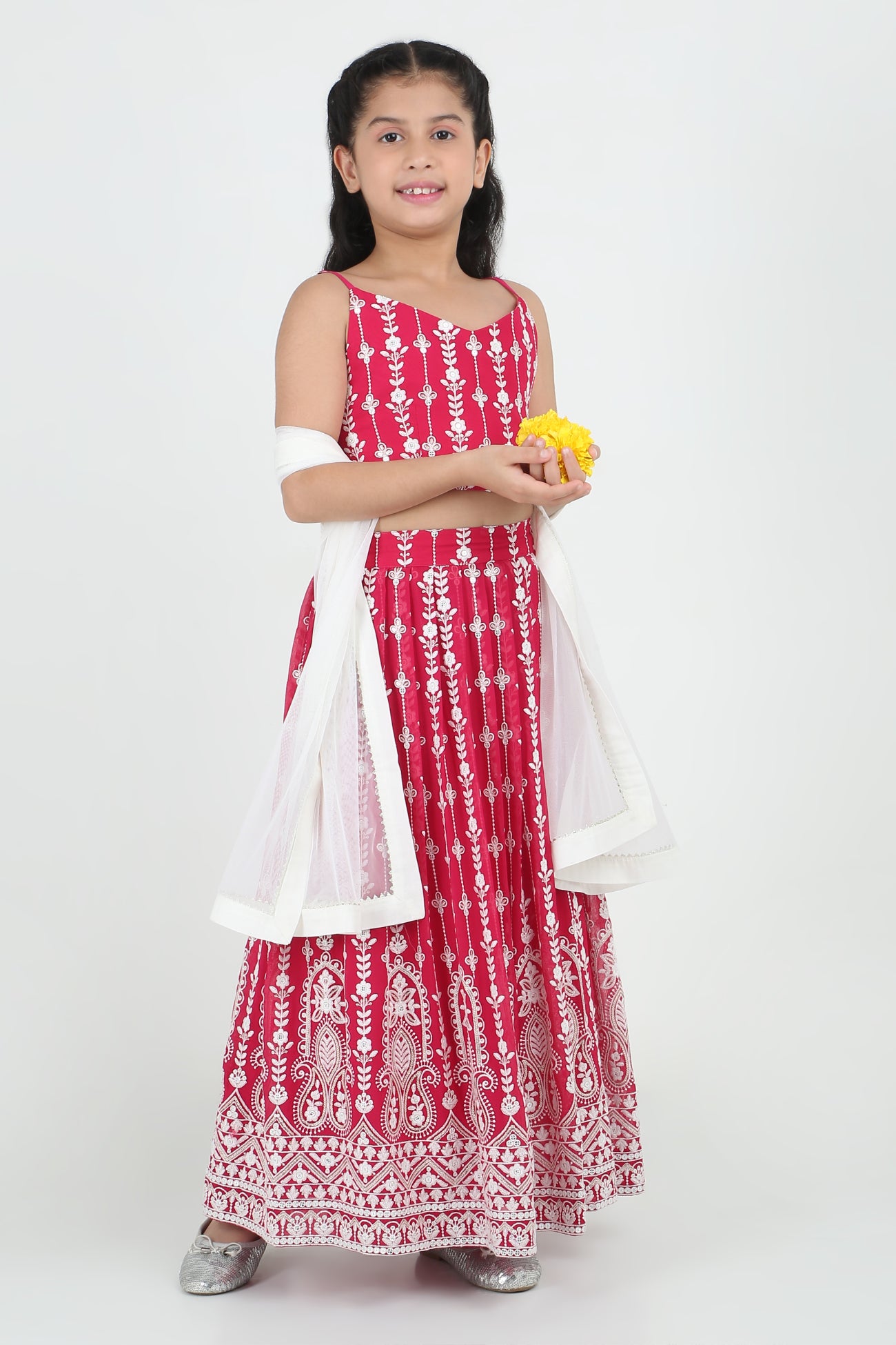 Ira Lehenga Set in Ruby