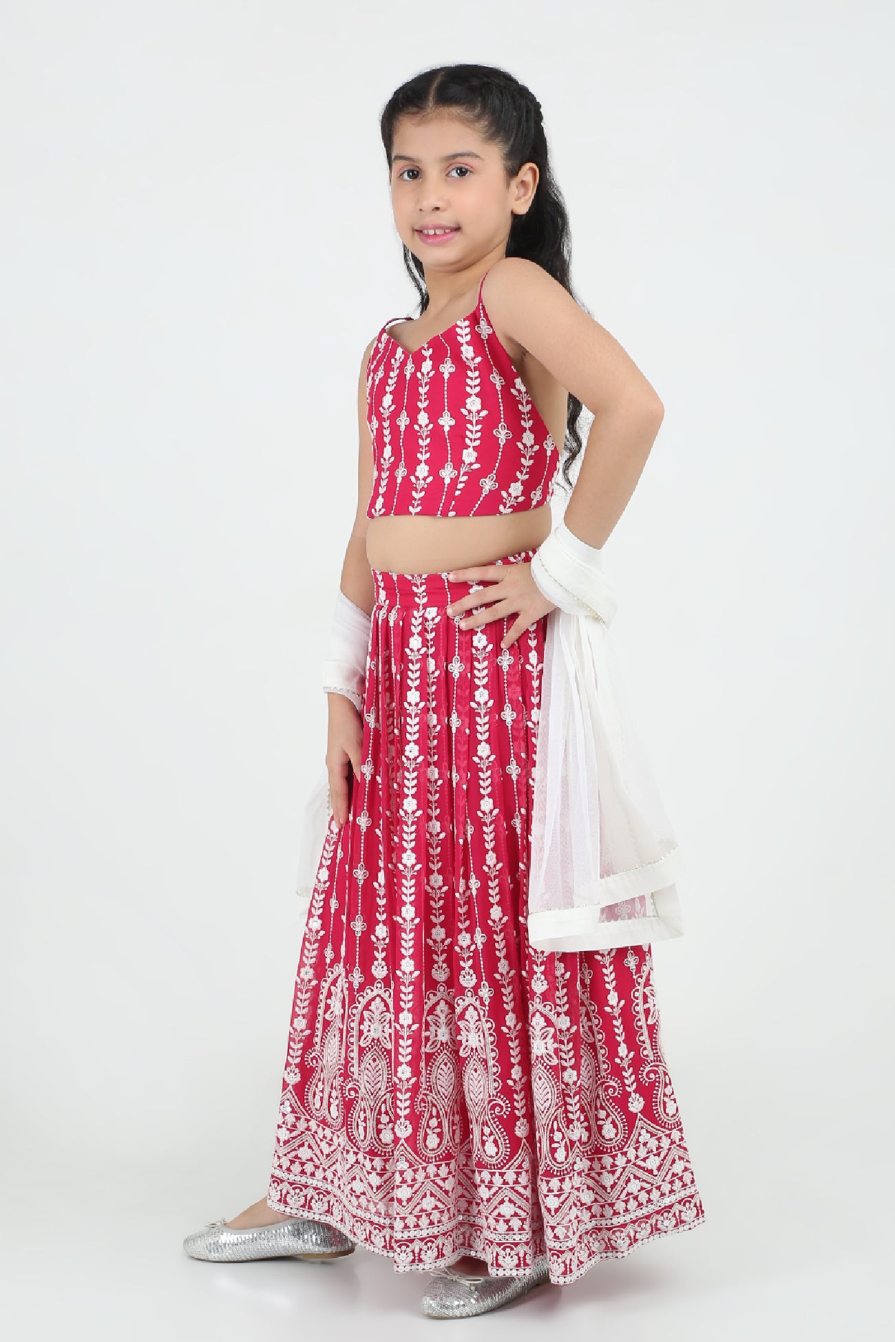 Ira Lehenga Set in Ruby