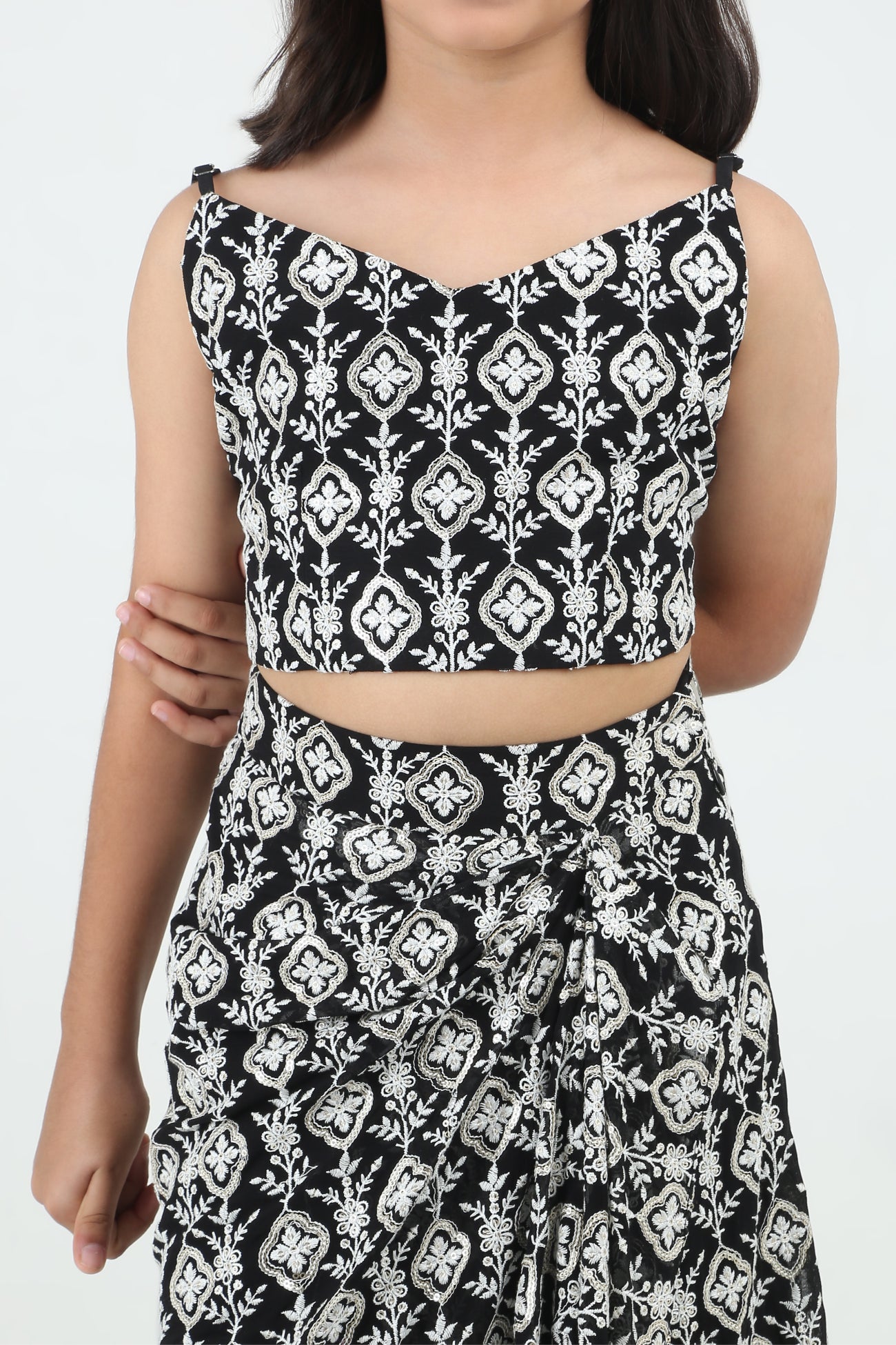 Trina Top and Skirt Set in Black