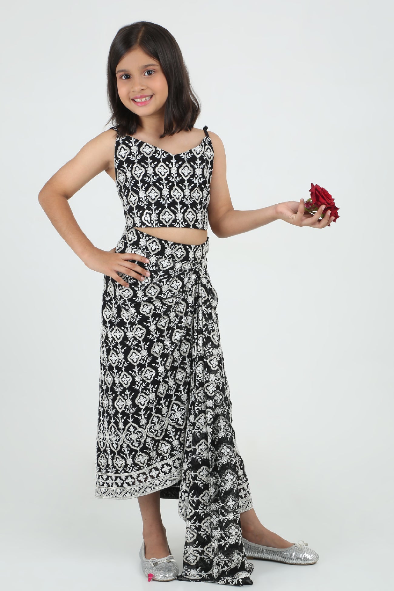 Trina Top and Skirt Set in Black