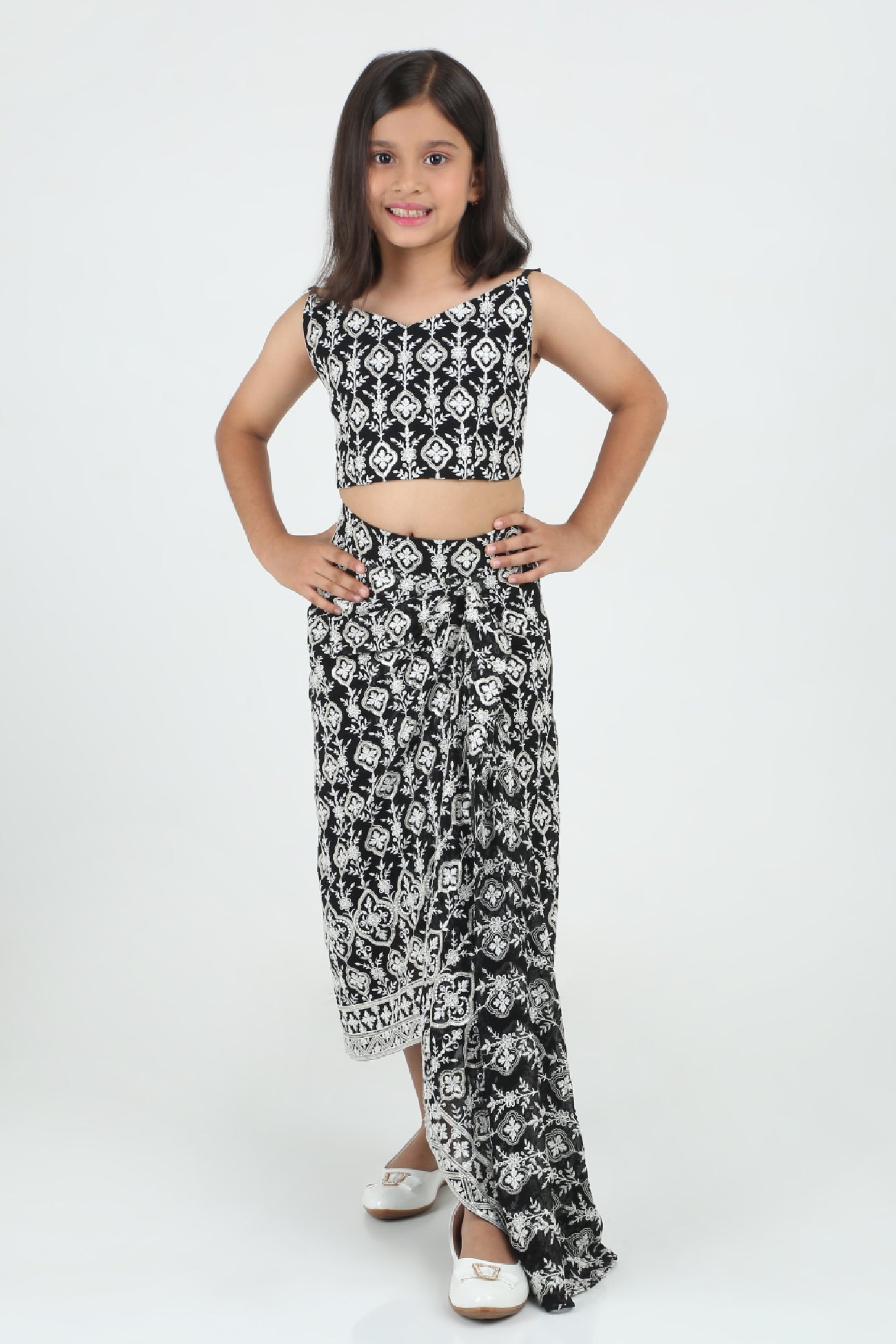 Trina Top and Skirt Set in Black