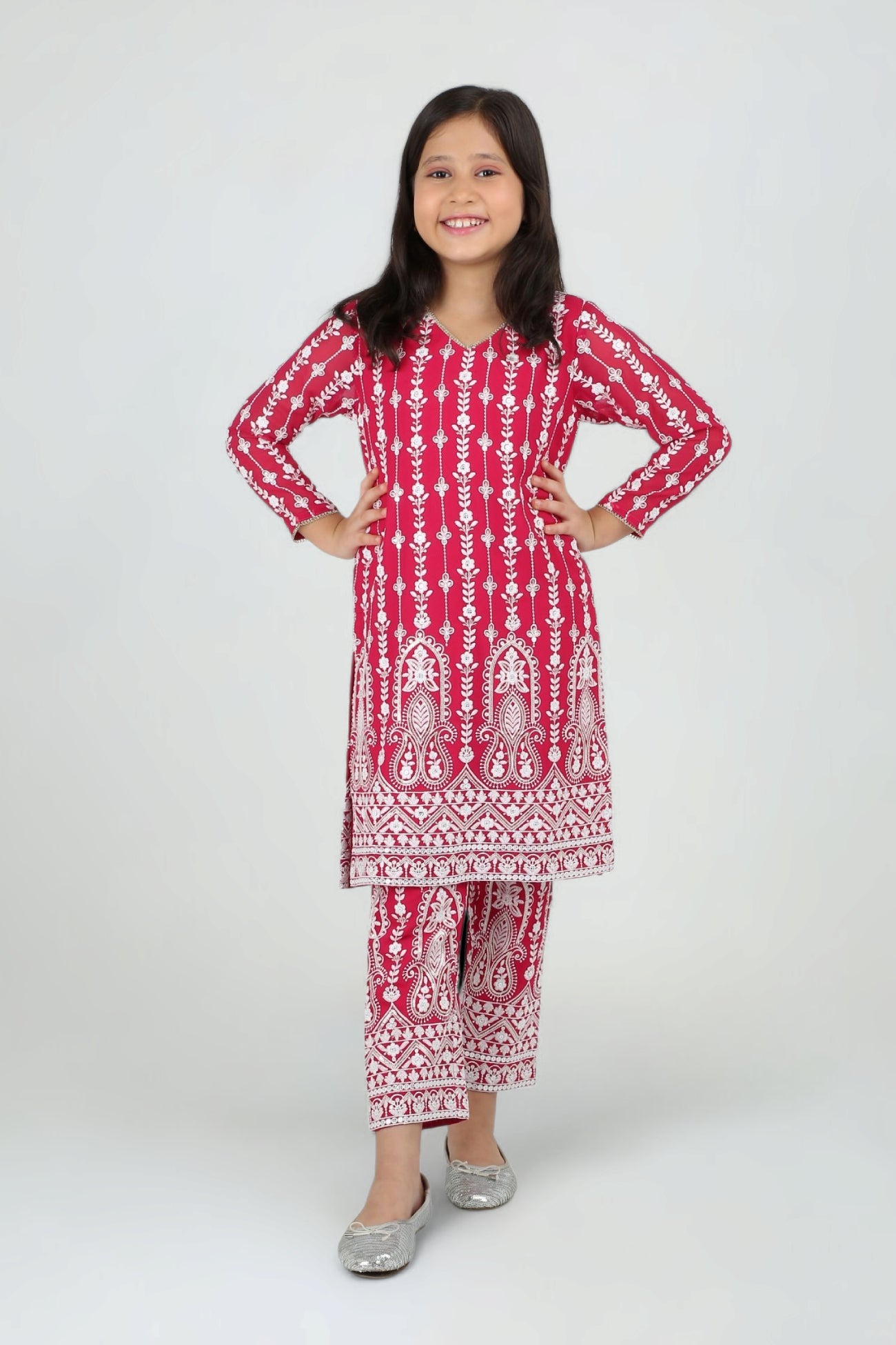 Kiara Slim Tunic Set in Ruby