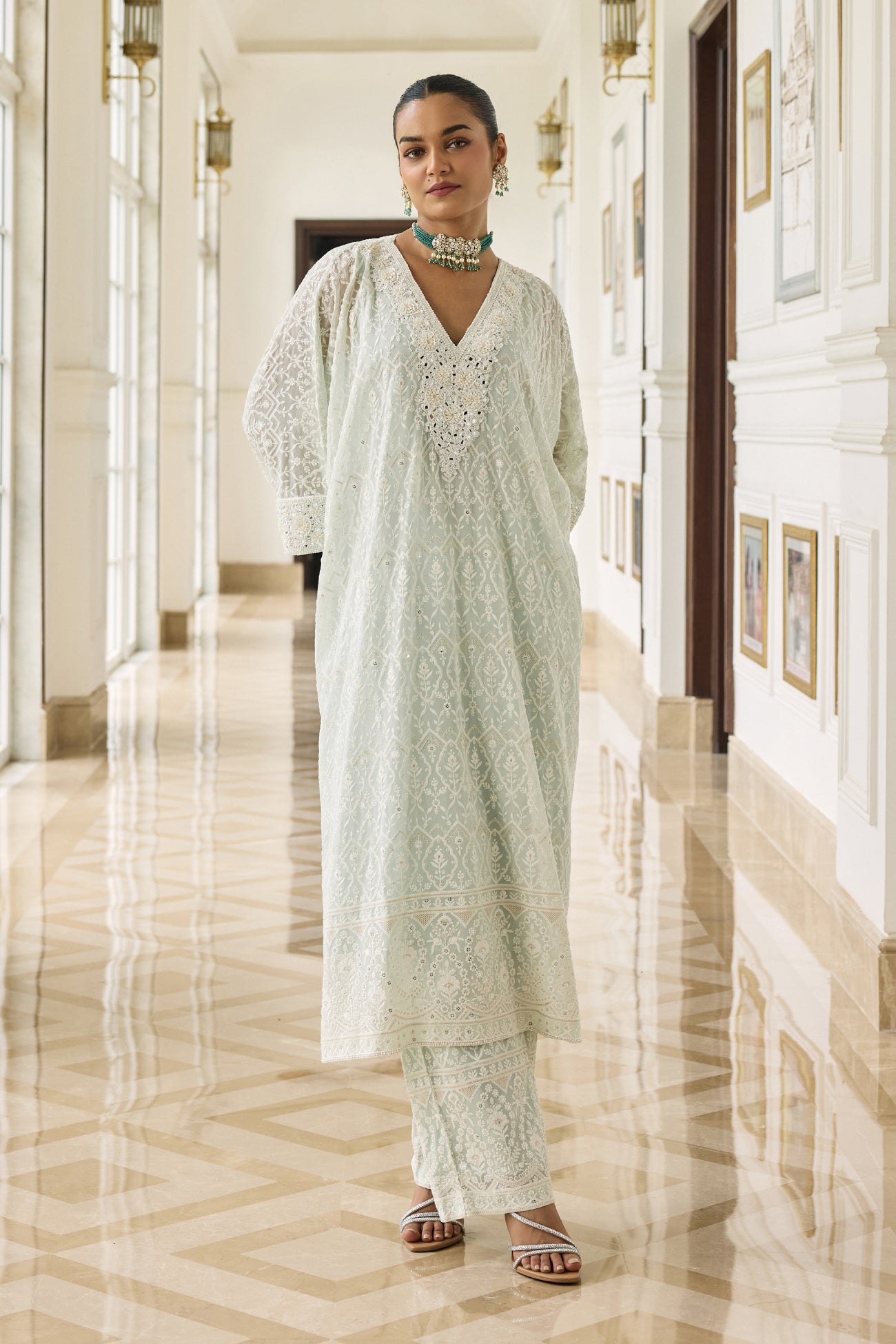 Mari Kaftan Set in Sky Blue