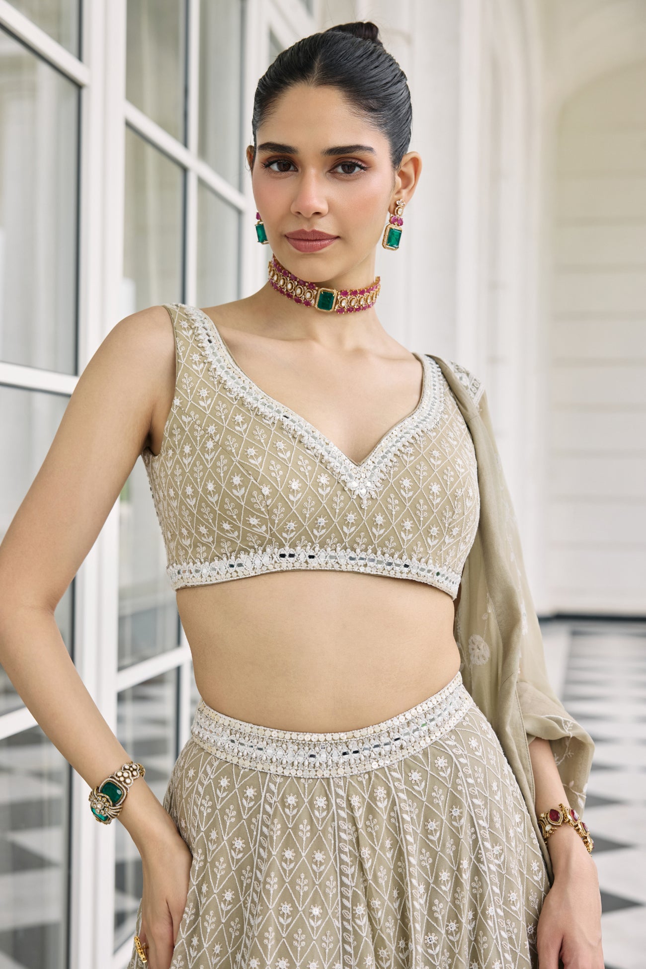 Nia Lehenga Set in Dusty Grey
