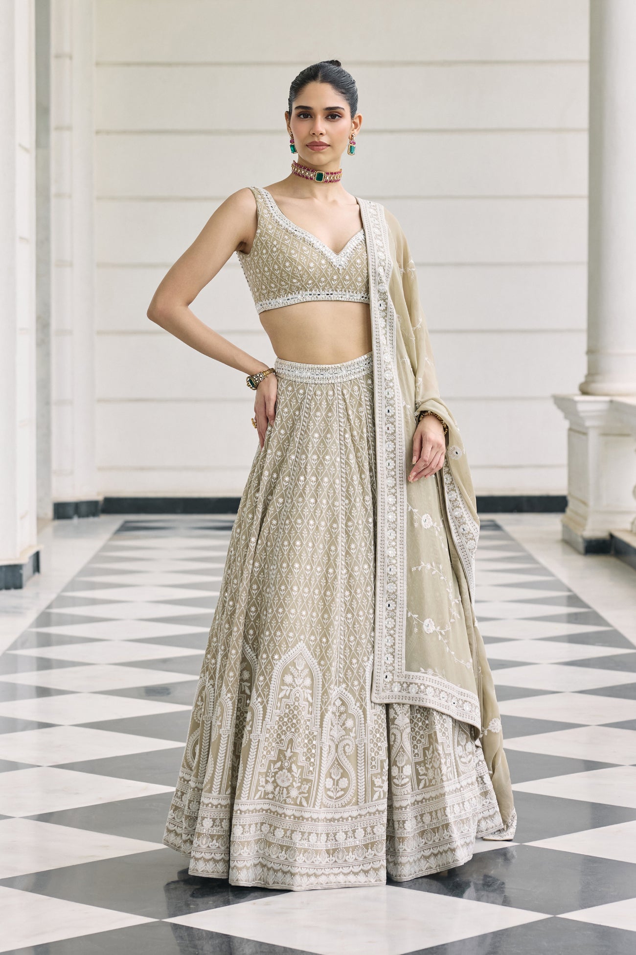 Nia Lehenga Set in Dusty Grey