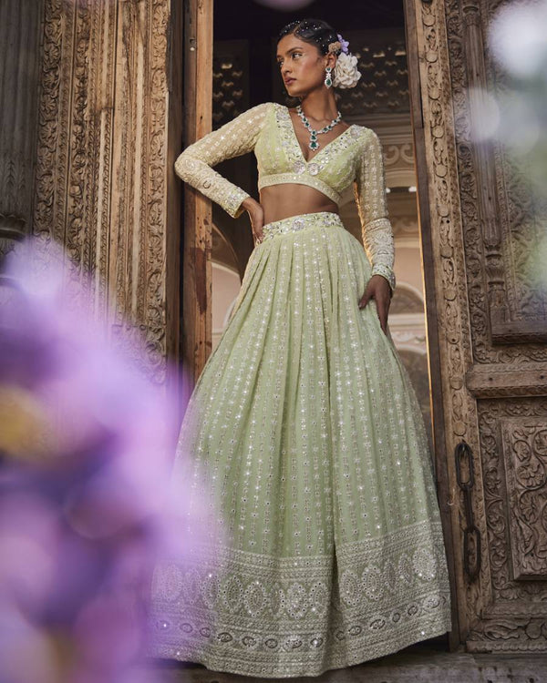 Pari Lehenga in Pistachio