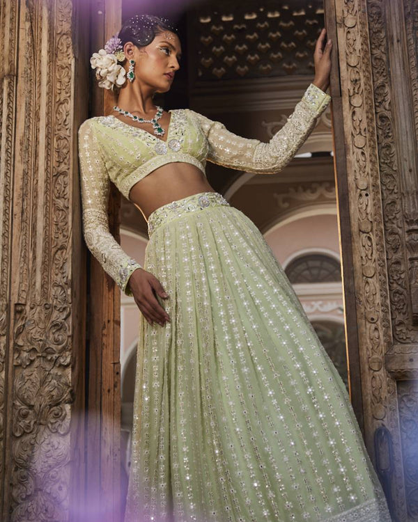 Pari Lehenga in Pistachio