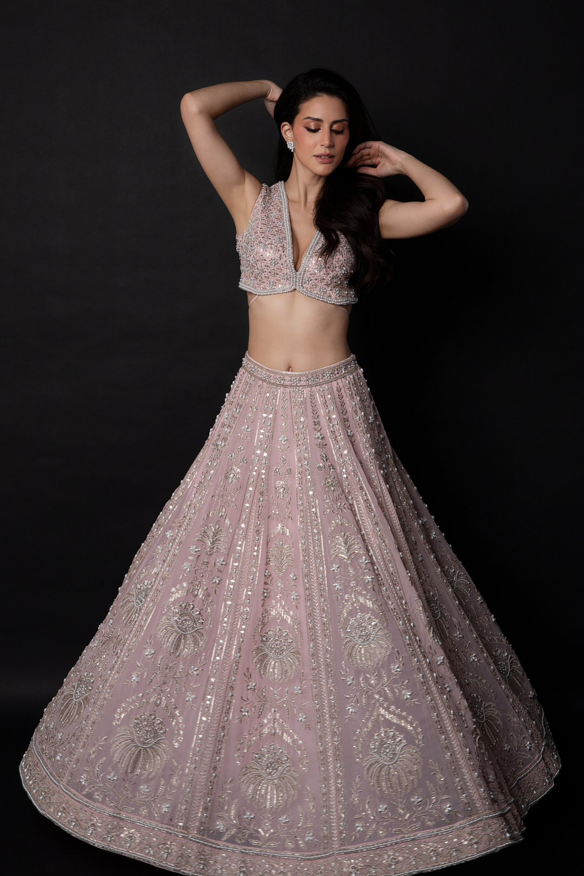 Perle Lehenga Set in Blush Pink