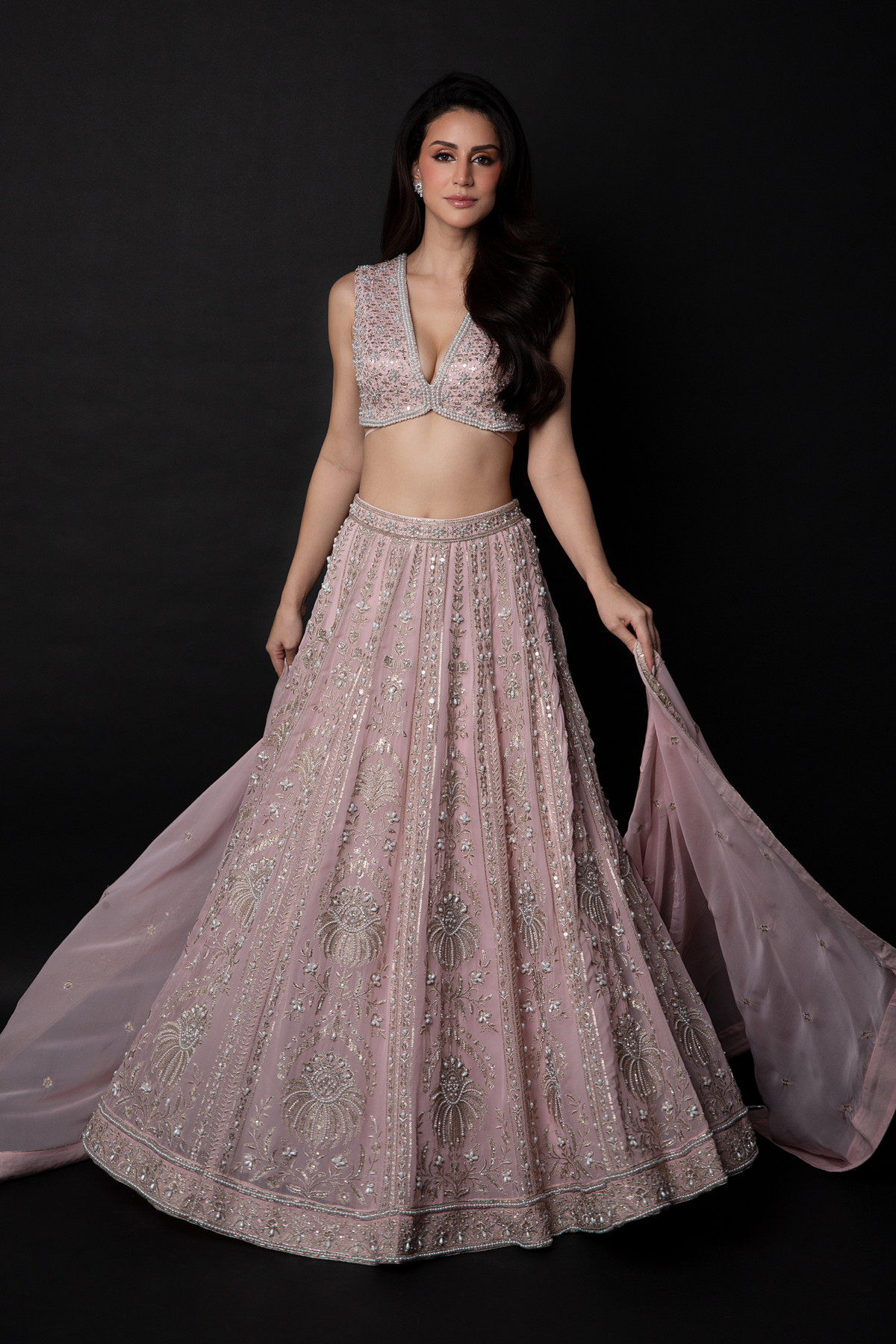 Perle Lehenga Set in Blush Pink