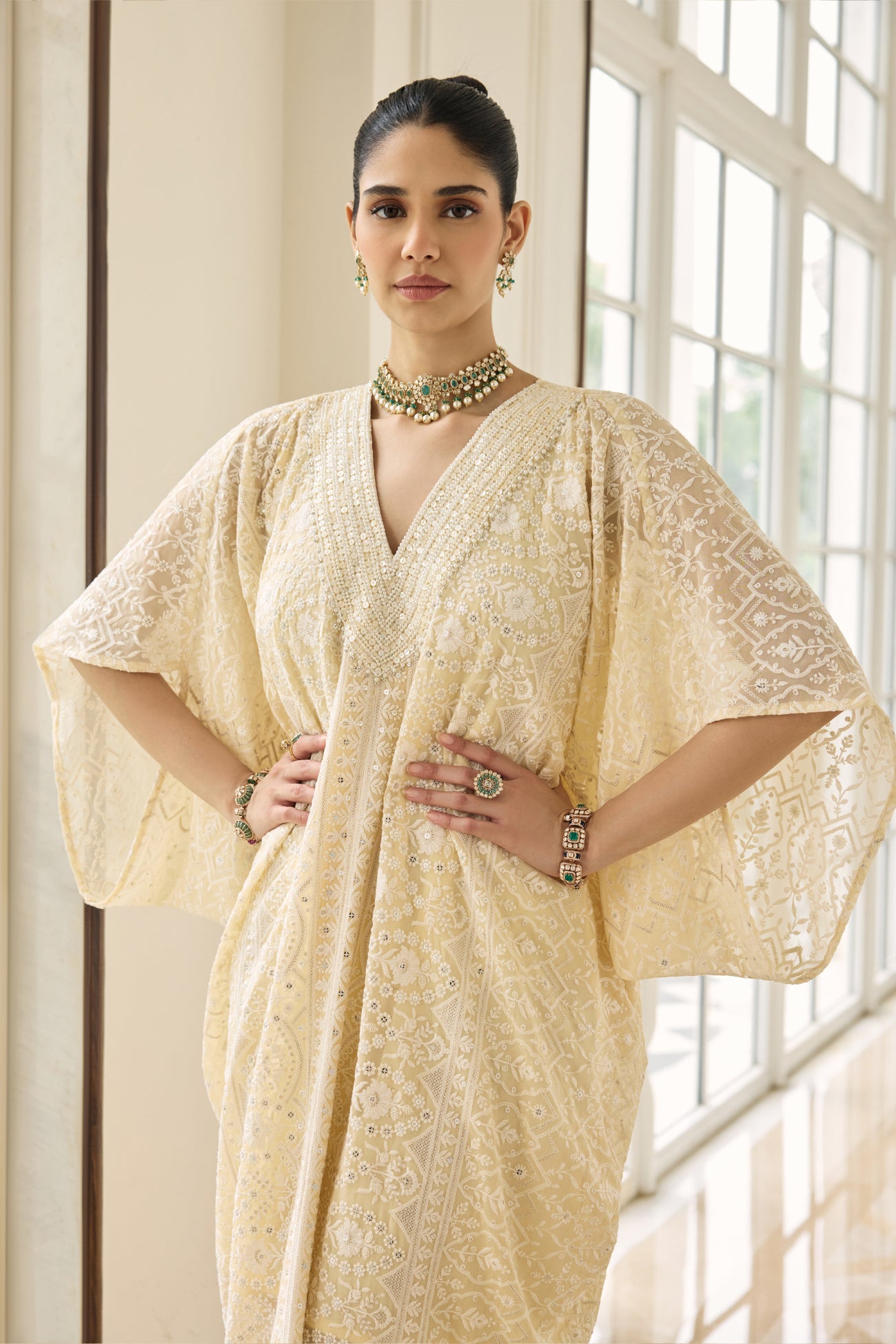 Zoe Kaftan Dress in Beige