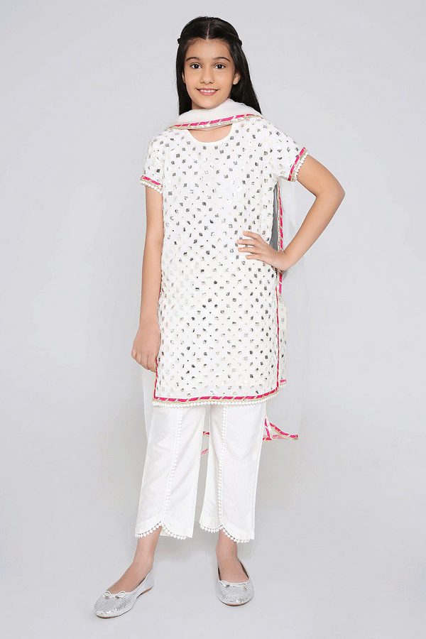 Sheesh Mahal Kurta in Ivory All over with Tulip Pants