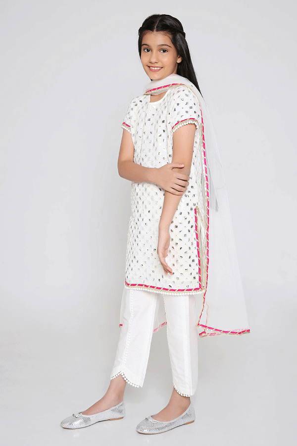 Sheesh Mahal Kurta in Ivory All over with Tulip Pants