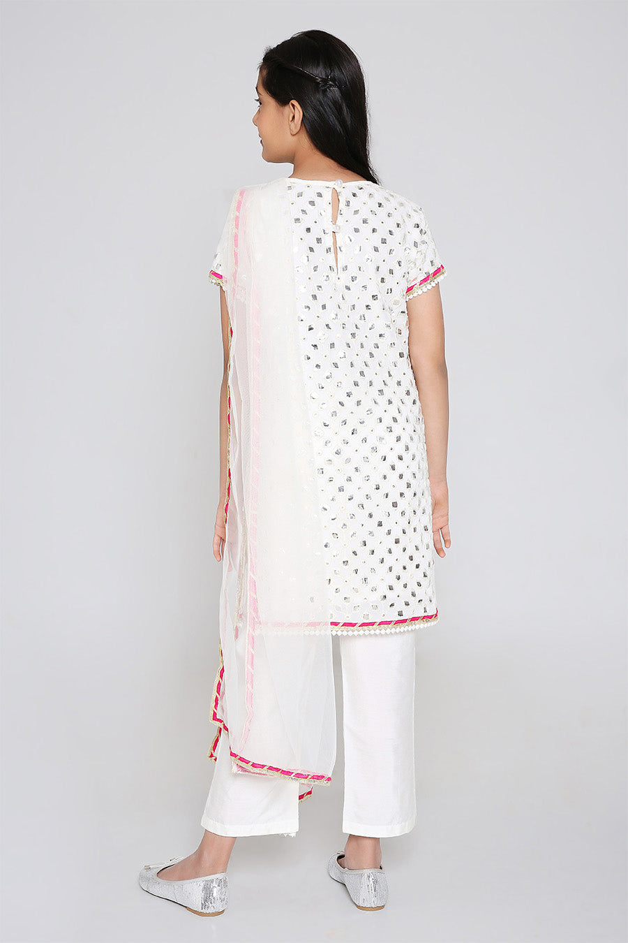 Sheesh Mahal Kurta in Ivory All over with Tulip Pants