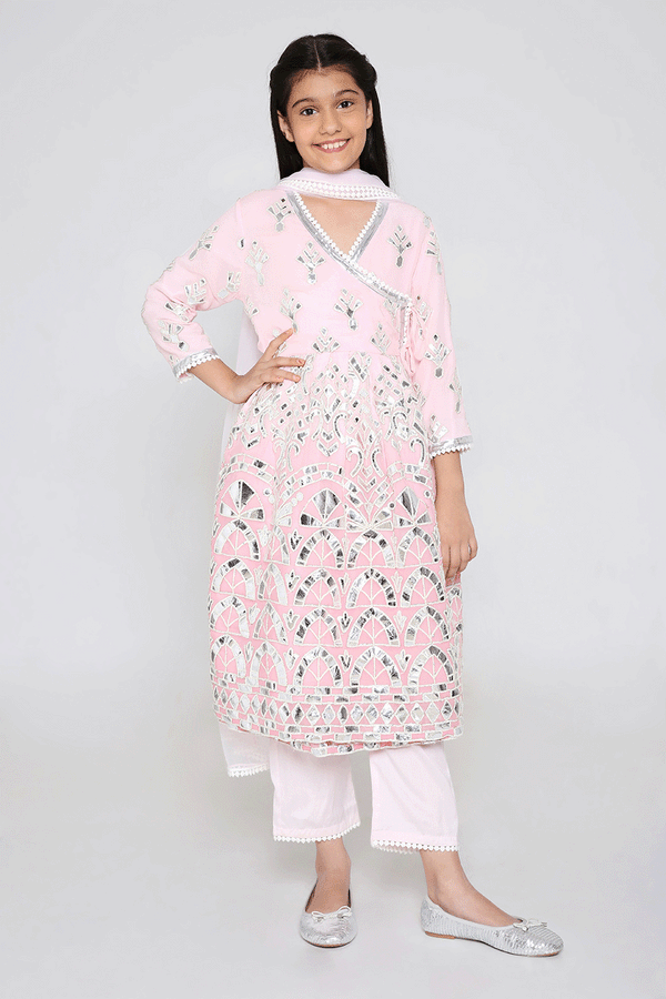 Sheesh Mahal Angrakha in Blush (Also Available in Pistachio)