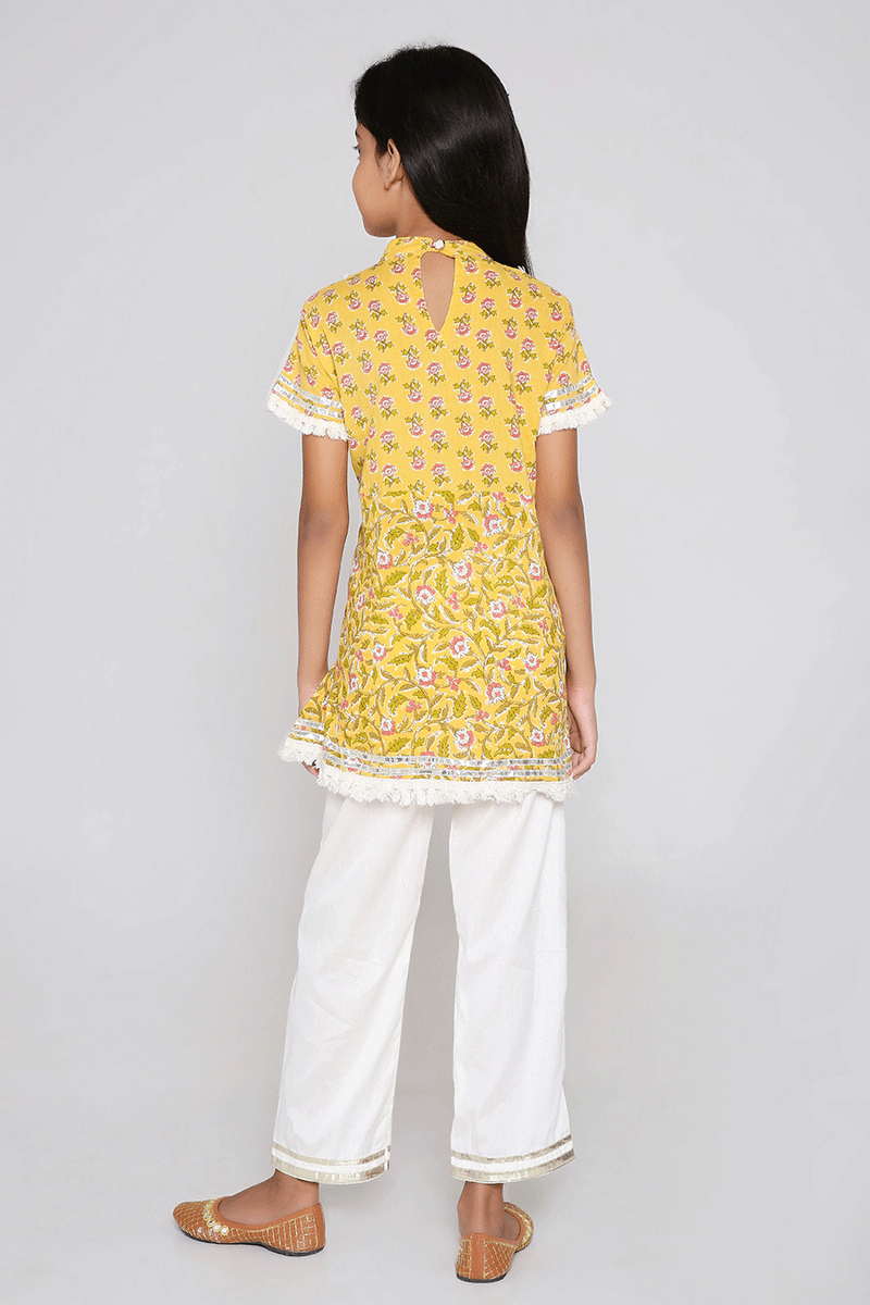 Jaipur Block Print Kurta with Straight Pants in Buttercup