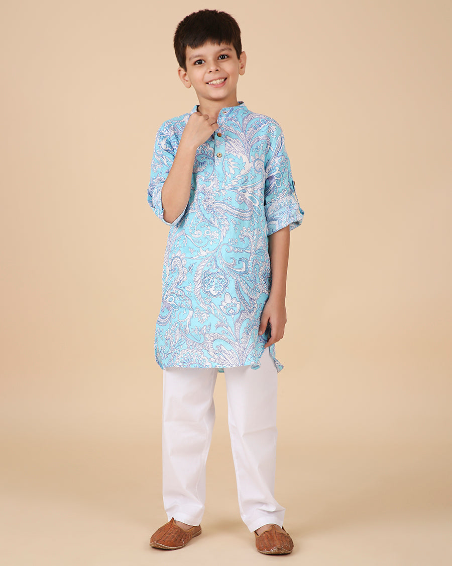 Mylo Kurta in Blue Tropic