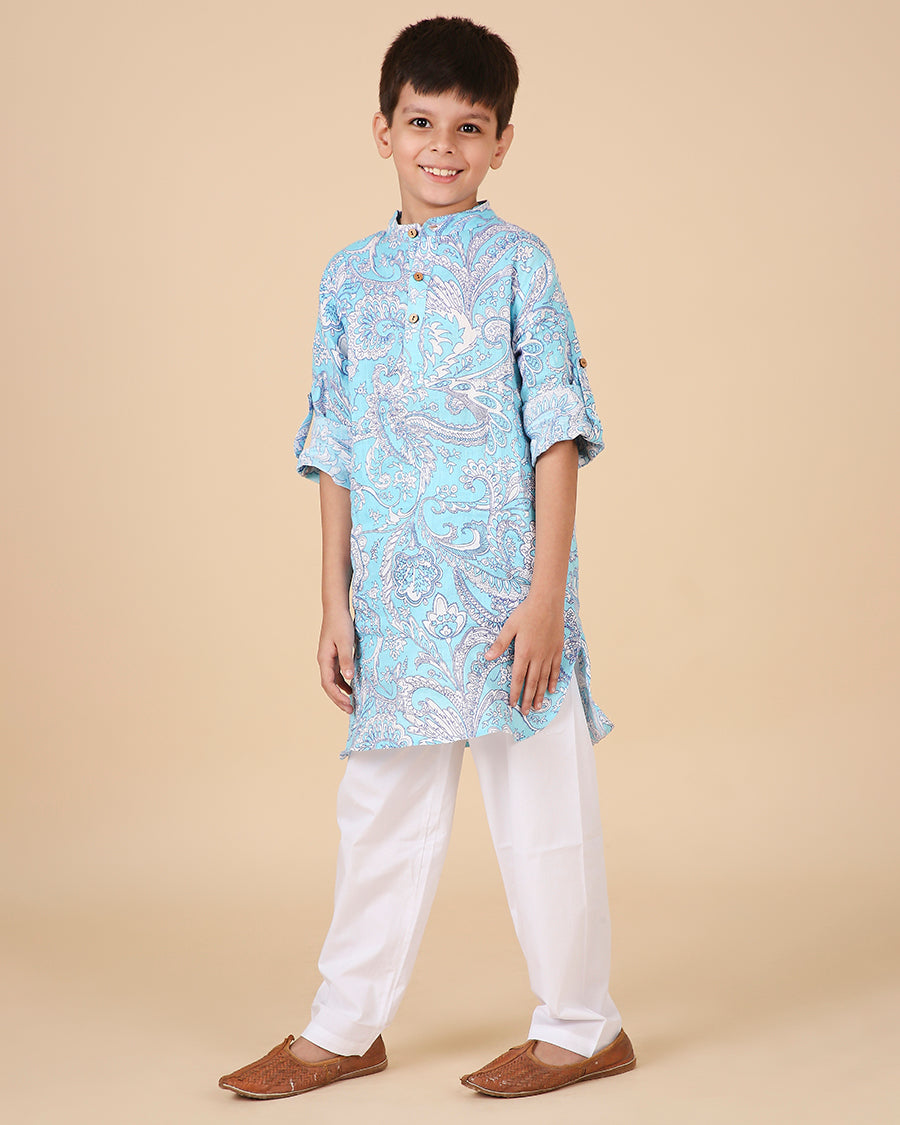 Mylo Kurta in Blue Tropic