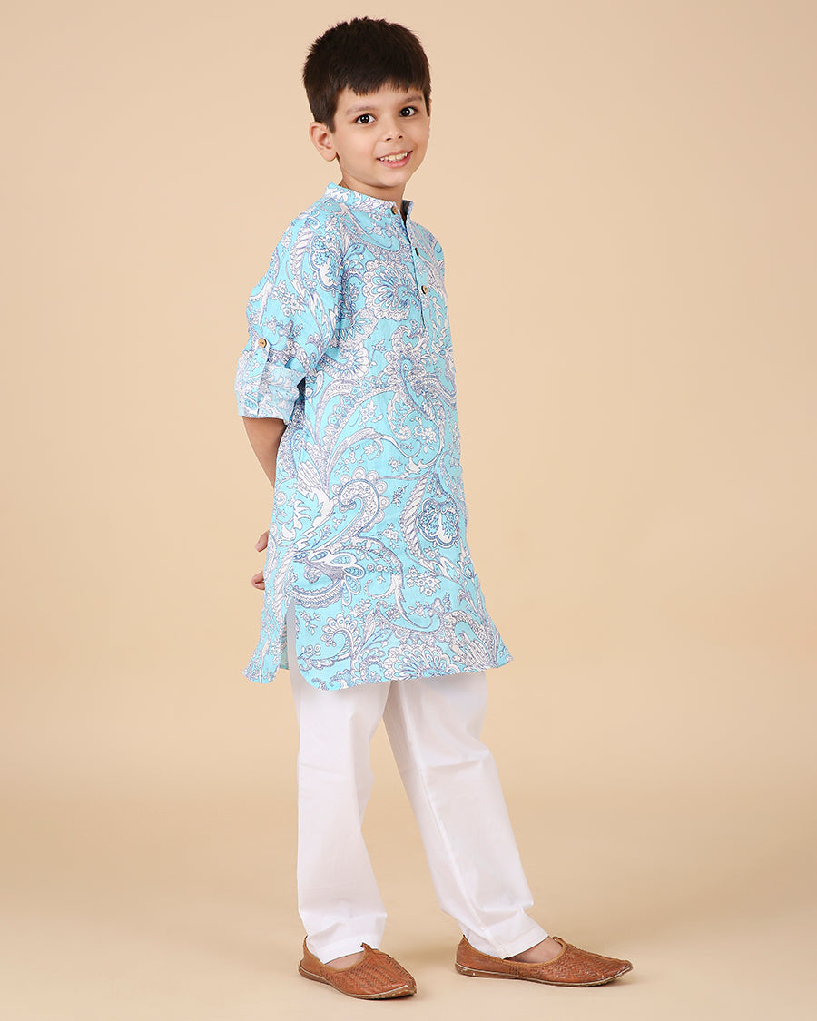 Mylo Kurta in Blue Tropic