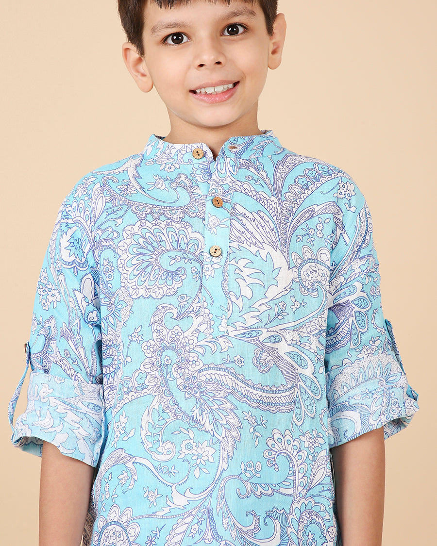 Mylo Kurta in Blue Tropic