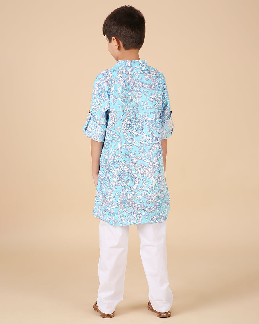 Mylo Kurta in Blue Tropic