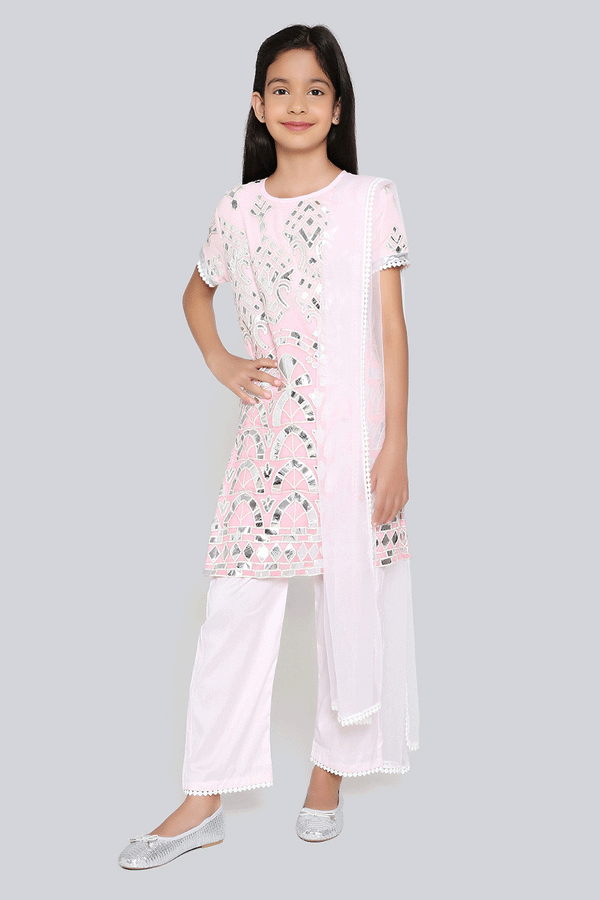 Sheesh Mahal Kurta Set in Blush