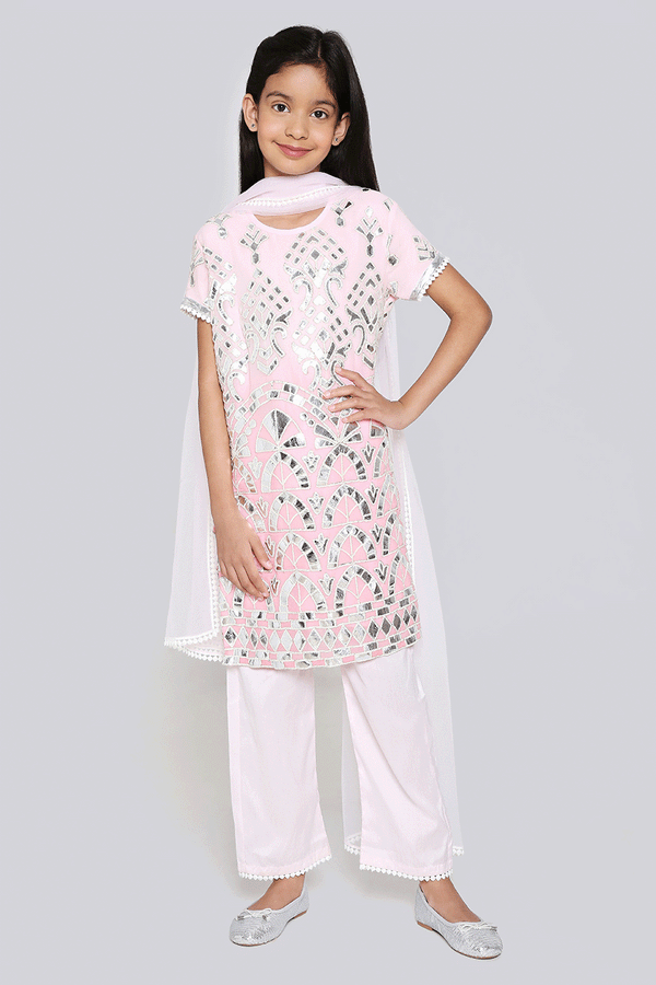 Sheesh Mahal Kurta Set in Blush