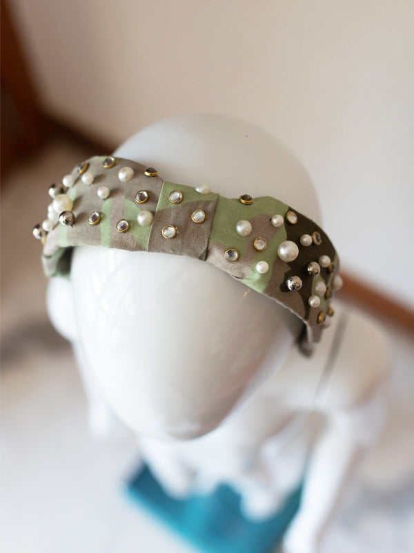 Knotty Hairband in Embellished Camouflage