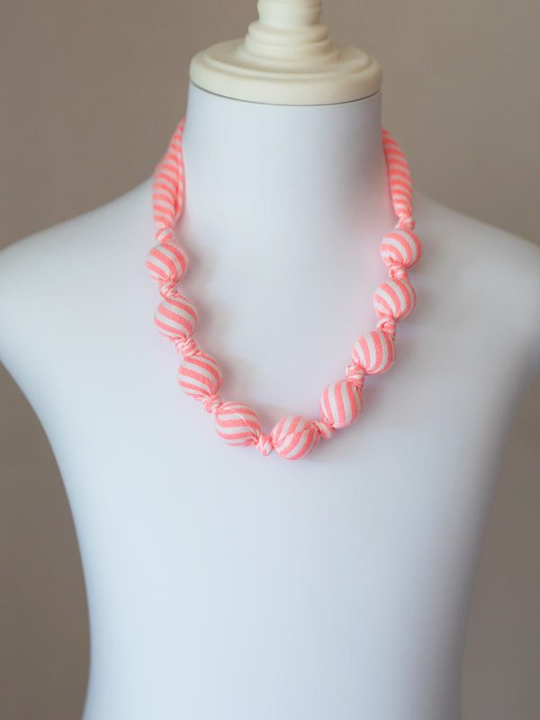 Taha Hand-Knotted Necklace in Neon Stripe