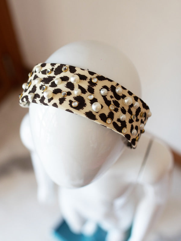 Trixie Hairband in Embellished Leopard