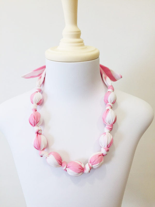 Taha hand-kotted necklace in candy floss