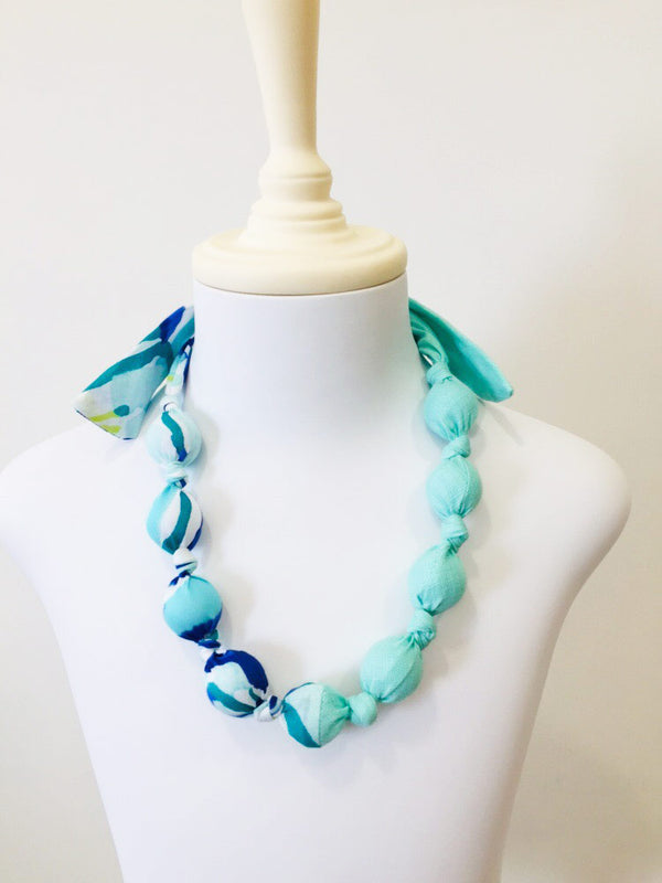 Taha hand-kotted necklace in half-and-half Blue Swirl