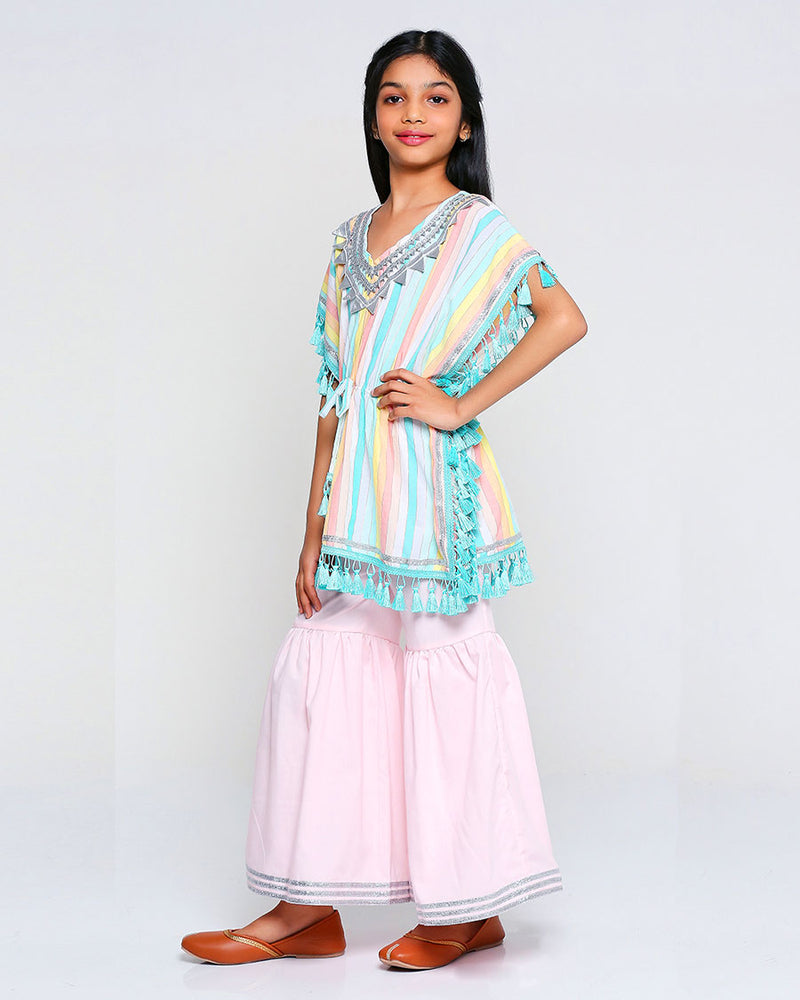 Bodrum Kaftan with Sharara Pants in Candy