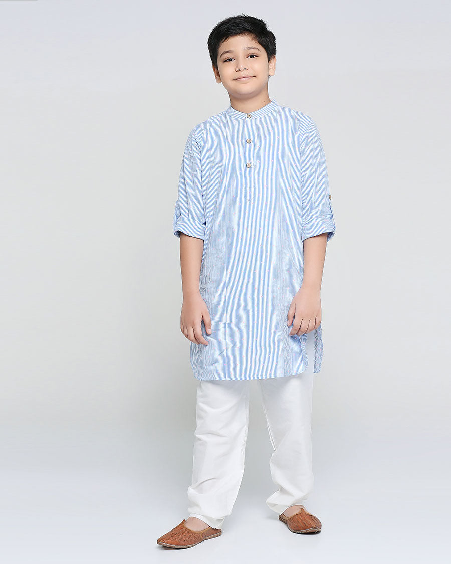 Mylo Kurta Set in Blue Stripe